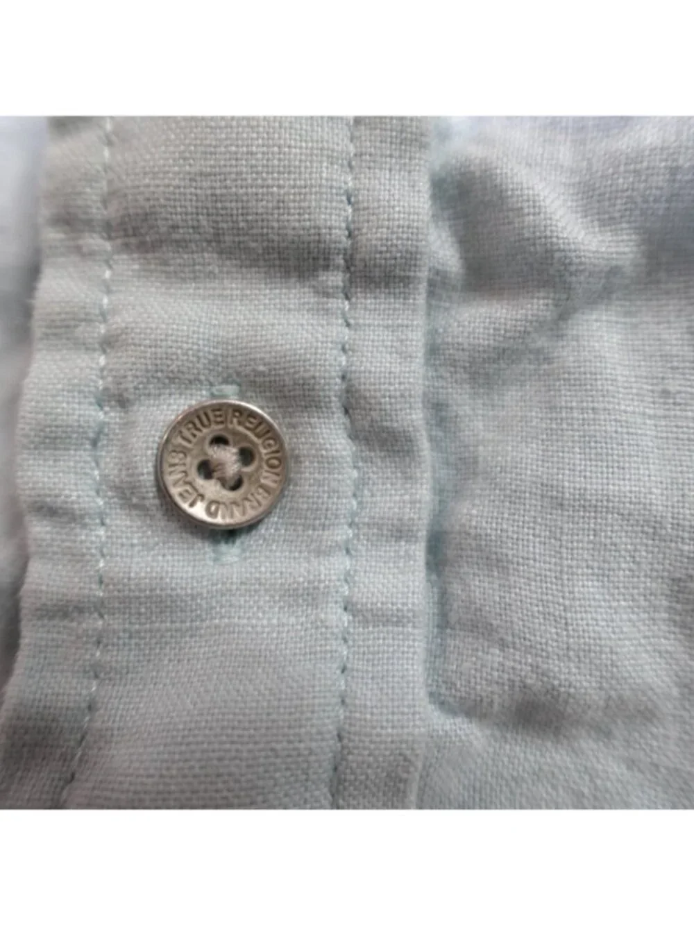 True Religion Shirt XL Blue Slim Fit 100% Linen